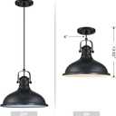 12" Black Dome Metal Farmhouse Pendant Light 2 Pack E26 Base UL Certified