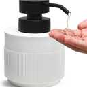 Resin Soap Dispenser for Bathroom, Hand Lotion Liquid Dispenser Easy-to-Press with Reusable Plastic Pump for Shampoo Bathroom Kitchen Countertop Anti-Slip Rust-Proof 12.5 oz White (single pack)