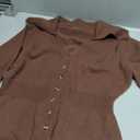 GraceSelect Coffee Womens 2025 Fall Long Sleeve Sweater Dress Trendy V Neck Party Dress Button Down Loose Mini Dresses, L