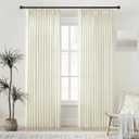 Beige Linen Curtains Pinch Pleated - 80 Inches Long Semi Sheer Curtains for Living Room with Rings Back Tab 2 Panels Set Light Filtering Farmhouse Drapes