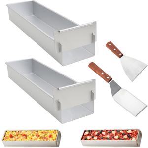 2pcs 16.3x4.3x2.5in Rectangle Tiramisu Cake Pan Nonstick, Food-Grade Tiramisu Cake Mould, cheesecake mold removable, Tiramisu Cake Baking Tray Easy Release Sturdy