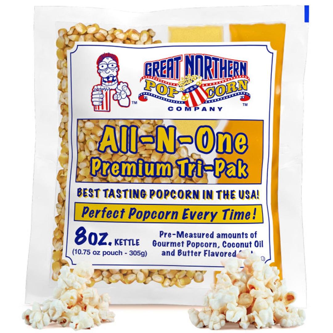 Movie Theater Style 40-Count Popcorn Packs - Pre-Measured 8-Ounce All-in-One Kernel, Salt, Oil Packets for Popping Machines by Great Northern Popcorn
