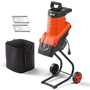 AIVOLT Wood Chipper Shredder 1800w Electric Leaf Mulcher Shredder with Collection Bag 1.8-inch Cutting Diameter 15-Amp for Mulching, Composting and Yard Cleanup