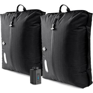 Vacuum Travel Bags with PumpElectric Wireless Air Pump, Double Layer Vacuum Seal Bags for Clothing Travel, 2PC Airless vacuum bags for travel with IP67 Waterproof (2PC+Pump)