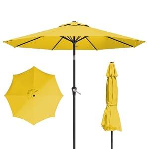 Tobeos 10FT Patio Umbrella, Outdoor Umbrella with Push Button Tilt and Crank, 8 Sturdy Ribs, UV Protection & Waterproof Market Umbrella for Pool, Backyard, Beach, Deck