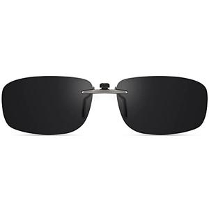 CAXMAN Polarized Clip On Sunglasses for Prescription Glasses Men & Women w/Category 4 Super Dark Lens Compact Fit Non Flip Up 57 * 36mm