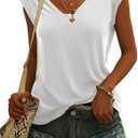 Womens Basic Summer T Shirts Modal Tank Tops Cap Sleeve Tshirts Casual Solid Tees (White, L)