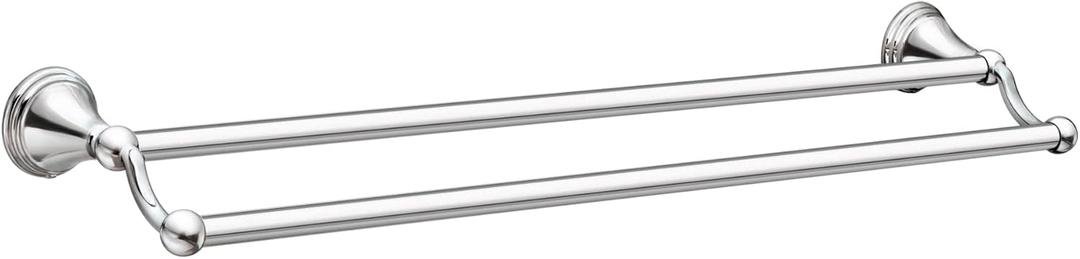 Moen DN8422CH Preston 24-Inch Bathroom Double Bar Towel Bar 5.38-Inches Deep, Chrome