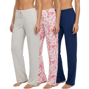Real Essentials 3 Pack: Womens Ultra-Soft Comfy Pajama Lounge Pants Sleepwear (XX-Large)