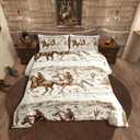 Erosebridal Western Comforter Set Twin Size Cowboy Bedding Set American Wild West Desert Hand Drawn Illustration Down Comforter Country Theme Bedroom Decor Duvet Set for Boys Men Teens 