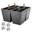 Murtenze 4Pack 3 inch Sofa Legs, Square Tapered Plastic Couch Legs Replacement Furniture Legs with M8 Hanger Bolts for Chair Sofa Dresser Cabinet Loveseats Ottoman Bed