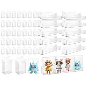 Weysat 50 Pack Protectors Case 19. 6 Inch Large Clear Acrylic Floating Wall Shelves for 4" Inch Pop Vinyl Figures Toys Collectibles Bedroom Living Room Office