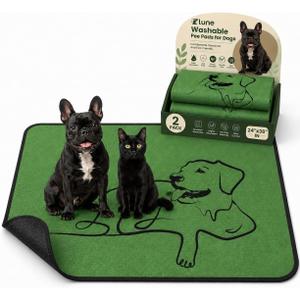 2 x Washable Pee Pads for Dogs , Reusable Training Puppypads Absorbency Non-Slip & Leak-Proof for Pet Whelping Box Playpen Crate Sofa Bed Floors (Green Gray) (Green, 24*36 Inch (Pack of 2))