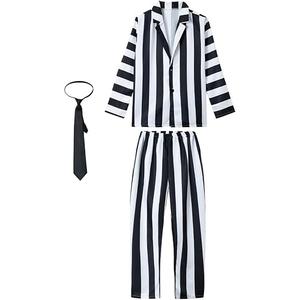 My Sky Black White Movie Costume Men Halloween Adult 3Pcs Suit Pant Necktie Cosplay Size M