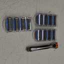 Amazon Basics 3-Blade MotionSphere Men's Razor with Dual Lubrication and Precision Trimmer, 12 Piece Set, 1 Handle & 16 Cartridges, Black