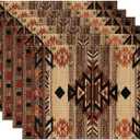 Southwestern Placemats Set of 6,12x18 Inch Rustic Tribal Geometric Linen Place Mat Washable Stain Resistant Table Mats for Vintage Native American Farmhouse Kitchen Party Home Decor