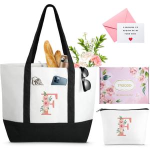 TRSODD Birthday Gifts for Women Mothers Day Gifts for Mom Wife Grandma Daughter Sister Teacher Friends Large Tote Bag and Makeup Bag F