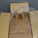 Ginkgo 100 Pcs Paper Gift Bags with Handles, Medium Size Brown Paper Bags 8x4.25x10.25 Inch, Kraft Bag for Party, Favor, Goodie, Grocery and Shopping