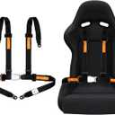 Yakitoko Universal 4 point Safety Harness Set 2inch Fits Go Kart,UTV,ATV,Racing Black
