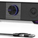 Jeecoo A40 Bluetooth Computer Speakers with Clear Sound, USB Plug & Play PC Speakers with LED Light, Computer Sound Bar with Switch Button for Desktop Laptop Monitor (USB-C Adapter Included)