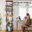 6 Tier Rotating Bookshelf Tower, 360 Display Round Bookcase, Floor Standing Corner Revolving Bookshelf Organizer Storage Rack for Home Study Office, Small Spaces (Black, 6 Tiers)