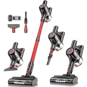 Cordless Vacuum Cleaner, 8-in-1 Vacuum Cleaners for Home, 45Mins Runtime Anti-Tangle Stick Vacuum with LED Display, 3 Modes Suction, Lightweight Vacuum for Hardwood Floor/Carpet/Pet Hair