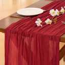 Socomi 3pcs Red Valentine's Day Cheesecloth Table Runner Boho Rustic Gauze 120 inch 10FT Cheese Cloth Runner for Wedding Party Baby Shower Birthday Home Decor Holiday Decorations