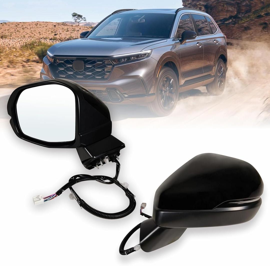 Left Driver Side Mirror Fits 2023 2024 2025 2026 2027Honda CR-V,Manual Folding Power Glass, Heated and Turn Signalwithout Blind Spot, Replace #76258-3A0-A01(6Pins)
