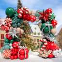 DBKL Christmas Balloon Garland Arch Kit with 160Pcs Red Green Silver and Peach Nude Balloon, Cane Candy Foil Balloons, Silver Starburst Balloons for Christmas Party Decorations