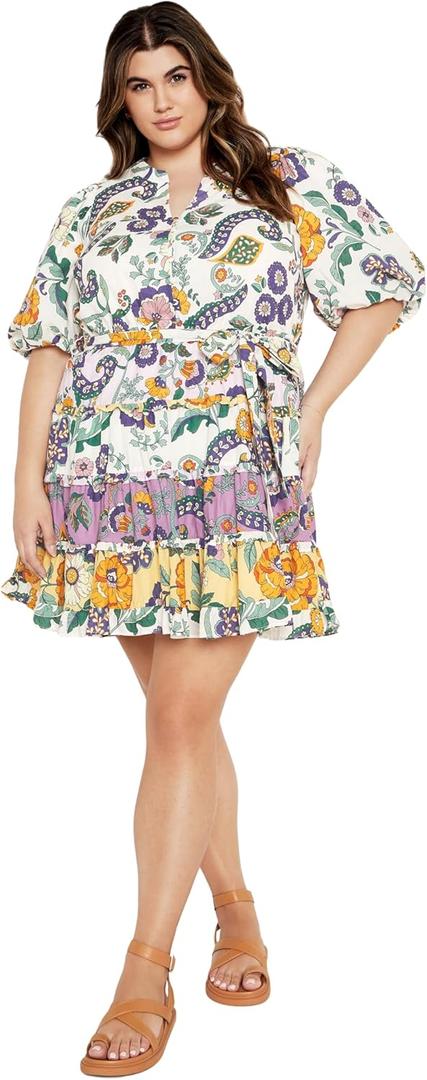 City Chic Women's Plus Size Dress Leona (Purple Jacaranda Splice, 24Plus