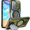 DASFOND Shield Series for Samsung Galaxy S23 Case with Camera Stand Cover [Compatible with MagSafe] Full Military Shockproof Protection Heavy Duty Rugged Magnetic Phone Case Galaxy S23, Olive Green