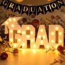 2026 Graduation Marquee Number Light – Wooden LED Light Up Sign with Graduation Cap, Class of 2026 Table Decoration for Preschool Kindergarten High School College Party Decor (GRAD)
