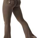 YEOREO CoreFlex Flare Leggings with Pockets for Women Scrunch Workout Leggings Butt Lifting Gym Yoga Pants (Large, Coffee)