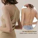 ForBaysy Low Back Bras for Women Push Up Deep V Neck Backless Bra,Low Cut Multiway Convertible Bra Wire Lifting Bralette (Beige, Large)