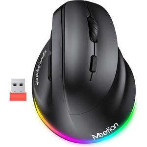 MEETION Ergonomic Wireless Vertical Mouse, Rechargeable, Black