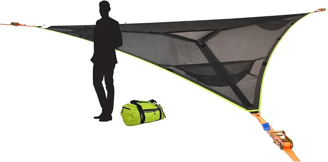 Tentsile Trillium Giant Hammock, The Original Tree Tent Company, 3 Adult Capacity, Anti-Roll, Central Hatch, Ratches and Straps Included, Designed in The UK (3 Person, Black Mesh)