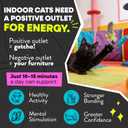 Jackson Galaxy Gotcha! Cat Wand Toy - Retractable Cat Toy for Engaging Play - Telescoping Wand with Natural Feathers for Indoor Cats - Foundational Tool for Cat Wellness and Interactive Bonding Play