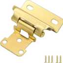 Cabinet Hinges Brass Gold for Kitchen Cabinet Doors, 20 Pack (10 Pairs) 1/2" Overlay Partial Wrap Self Closing Hidden Kitchen Cabinet Hinges, Semi Hidden Hinge for Cabinet Door