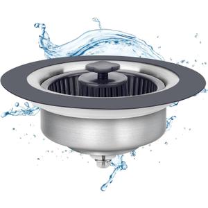 Semour Upgraded 3 in 1 Kitchen Sink Drain Strainer Stopper 304 Stainless Steel Pop Up Kitchen Sink Stopper Anti-Clogging Kitchen Sink Strainer Basket Filter for US Standard 3-1/2 Inch Drain