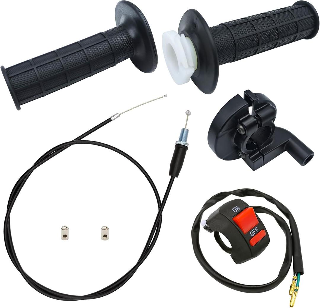 Strongthium 7/8" 50inch Mini Bike Throttle Cable Kit for Coleman CT200U CT200U-EX BT200 Predator 196 212 Baja Mb165 Mb200 SSR125 CRF50 Pit Dirt Bike ATV Quad & Handle Grips On Off Switch Adjustable