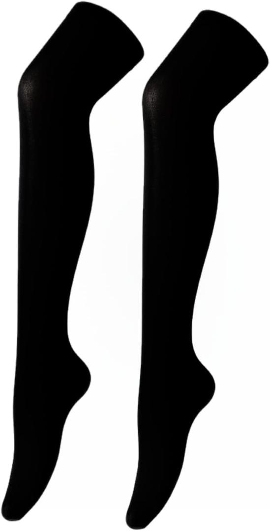 3 x Over Knee Thigh High Stockings Stretchy Long Stockings for Women Daily Wear Halloween Cosplay (Black, L)