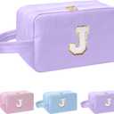 I IHAYNER Personalized Initial Makeup Bag Birthday Gifts for 4 5 6 7 8 9 10 11 13 14 Year Old Girls Teen Girl Trendy Stuff Graduation Toiletry Bag Purple-J
