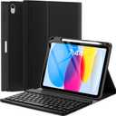 OYEEICE Keyboard Case for iPad (A16) 11th/10th Gen 2025/2022, Wireless Detachable Keyboard for iPad 10.9" with Pen Holder- Black