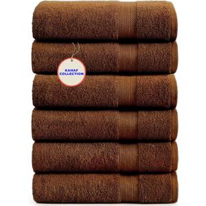 100% Cotton Bath Towels, 24"x48" Pack of 6 Towels, Quick Dry, Highly Absorbent, Soft Feel Towel, Gym, Spa, Bathroom, Shower, Pool, Luxury Soft Towels (Brown, 24x48-6 Pack)