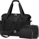 MDODO Travel Duffel Bag for Women Weekender Overnight Carry on Tote Duffle Bag Personal Item Bag with Shoe Compartment Wet Pocket for Business Trips Travel Sports Gym Yoga Hospital,3 Pcs Set,43L,Black