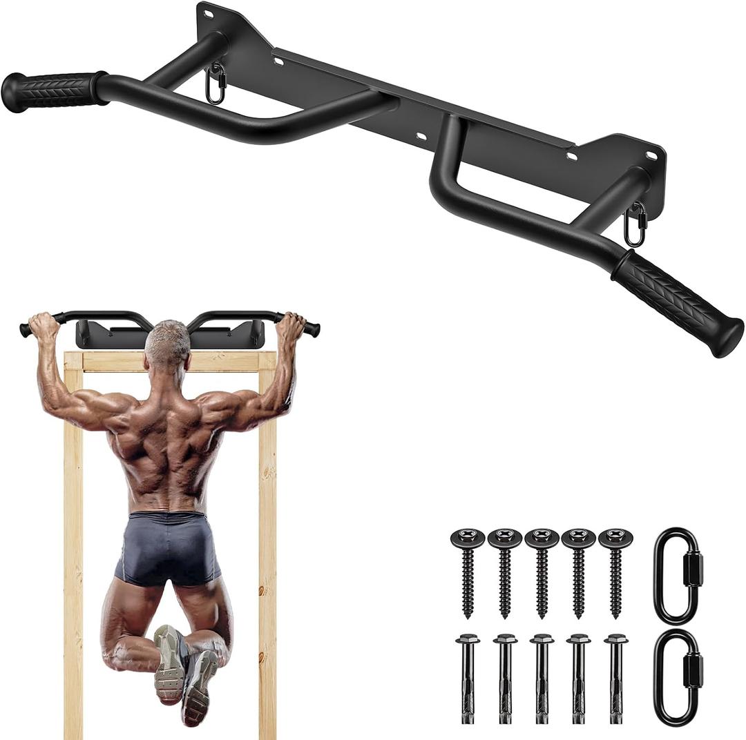 SELEWARE Heavy Duty Welded Pull Up Bar, Versatile Doorway Wall Mount, Joist Mounted, and Ceiling Mounted Chin Up Bars, Thick Metal Sturdy Construction for Full Body Workouts Support 500 lbs