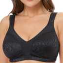 Wingslove Women's Full Coverage Non Padded Comfort Minimizer Wire-Free Bra Plus Size (38DD, Black)