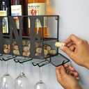 Southern Homewares Wine Bottle Rack & Glass Holder  Shabby Chic Vintage Decor for Kitchen or Bar, Wine Display Shelf, SH-10228