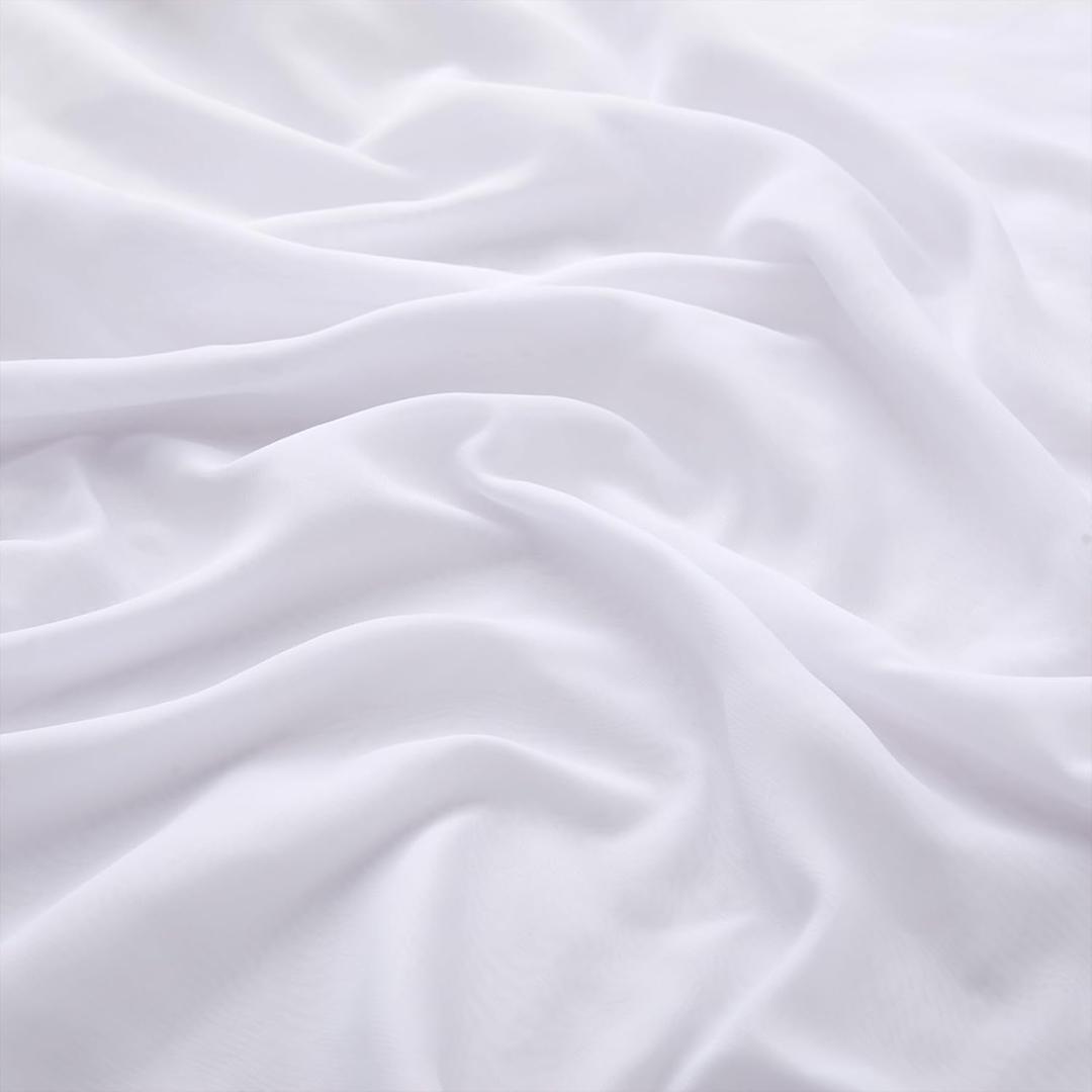 VACVELT White Chiffon Fabric by The Yard, 60 Inch Wide Chiffon Sheer Fabric Bolt Wedding Draping Fabric, Soft Chiffon Fabric for Wedding Arch Draping Backdrop, Party Decoration (Pre-Cut, 3 Yards)