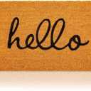 Juvale Hello Coco Coir Doormat for Patio and Front Door - Natural Coconut Fiber Coco Coir Rug Welcome Matt Outdoor -17 x 30 in